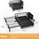 SNTD Dish Drying Rack - Extendable Dish Rack, Large Sink Drying Dish Drainer for Kitchen Counter, Stainless Steel Dish Strainer with Utensil Holder (Black)