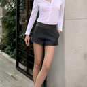 Beninos Women's White Button Down Shirts Elegant Office Dress Shirt Blouse (Large)