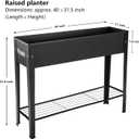 Piksedo Raised Garden Bed, Elevated Planter Metal Plant Box with Legs Standing Garden Stand Drainage Holes Frosted Black, 39.37" L x 10.63" W x 31.5" H