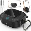 [Upgrade Secure Lock] for Beats Powerbeats Fit Case Cover, LDSXAY Heavy Duty Hard Shell Shockproof Protective Cover for Powerbeats Fit 2025 Earbuds with Cleaner Kit & Carabiner (Black)