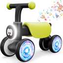 Colorful Glow Wheel Toddler Balance Bike,Baby Toys for 1 Year Old Boy Girls,12-24 Months Baby Balance Bike with Soft Music Cute Animal Sound,1st Birthday Gifts (Black)