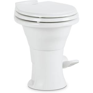 Dometic 310 Standard Toilet - White, Round Shape, Lightweight and Efficient with Pressure-Enhanced PowerFlush and Slow Close Seat Cover - Perfect for Modern RVs (302310081)