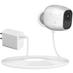 Power Charging Cable 3M/10Ft, Power Extension Charging Cable and Charger Adapter for Arlo Pro & Pro 2 and Arlo Go, Weatherproof Outdoor Indoor, Solved The Need to Constantly Charge Batteries (White)