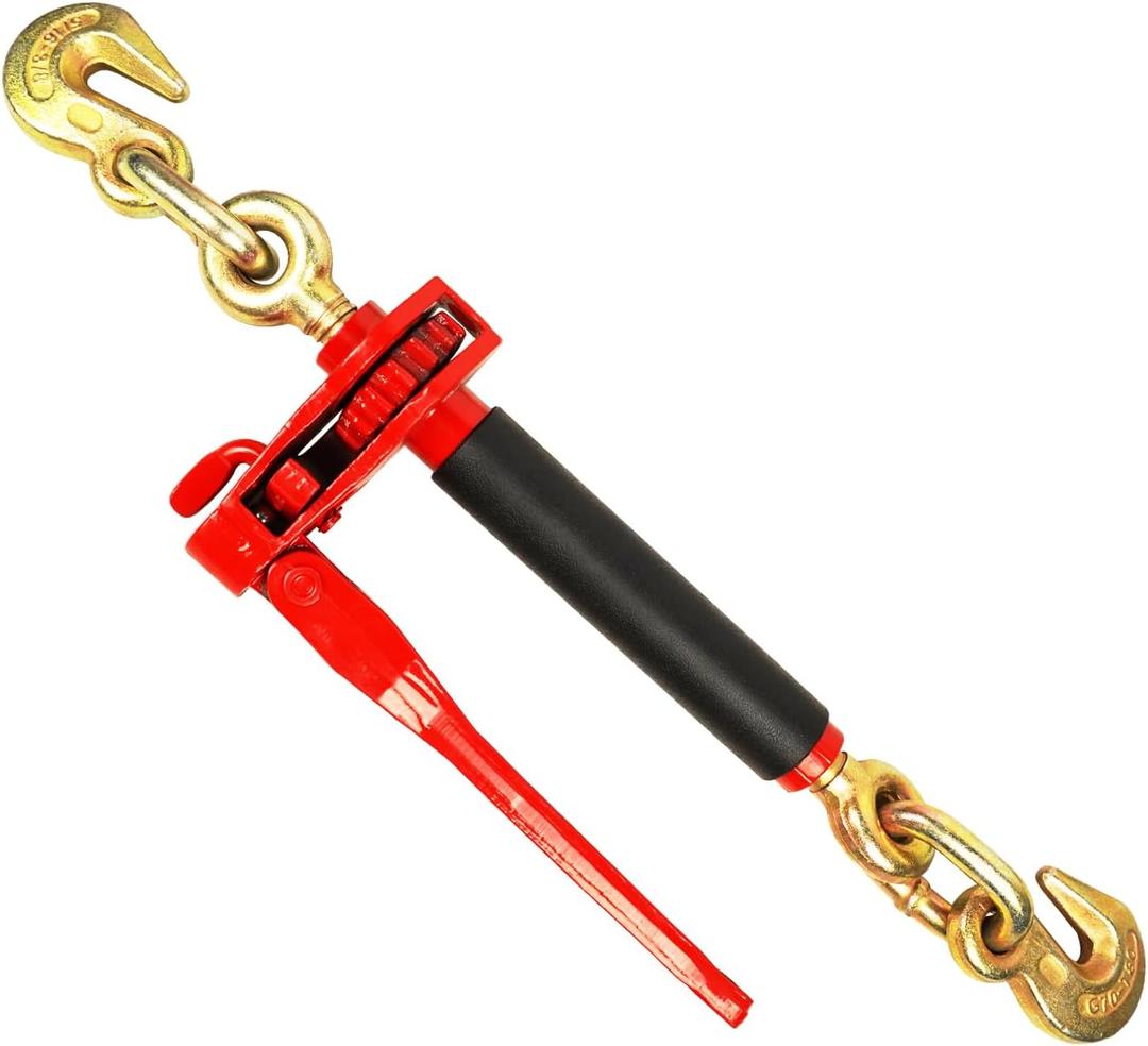 ENJ 4 Pack Folding Handle Load Binder with 2 Grab Hooks, for 5/16-3/8 Grade 70 Transport Chain, Load Binder with 5,400 Pound Working Load Limit