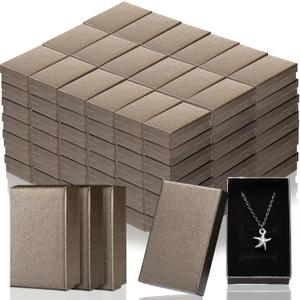 Tenceur 100 Pcs Jewelry Gift Boxes Bulk Kraft Jewelry Cardboard Box for Necklace Earring Bracelet Storage Package (2.8 x 1.6 x 1.2 in, Dark Brown)