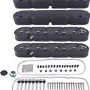 Black LS Smooth Cast Aluminum Valve Covers with Coil Mounts & Covers Replacement for Chevy Small Block SB V8 293 325 346 364 376 427 Ci