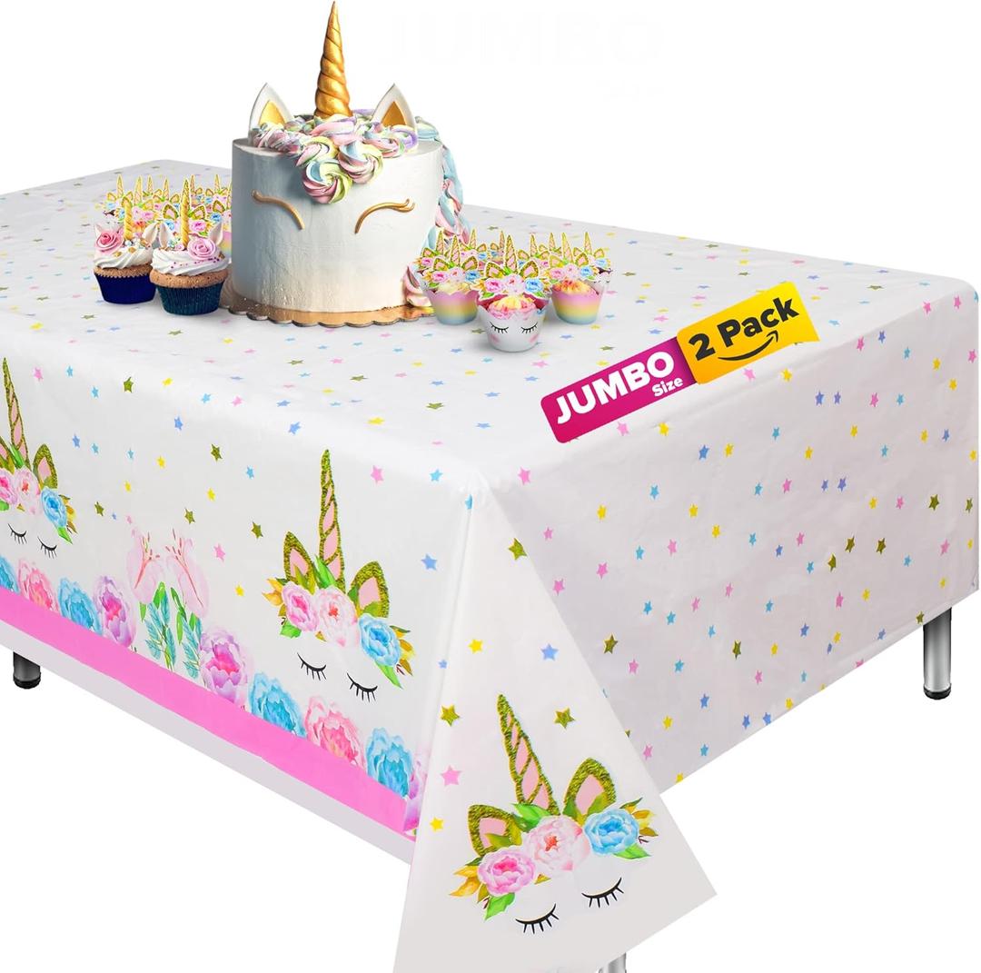 Lifestyle Extra-Large 2 Pack Unicorn Tablecloth - 108"x54" Disposable Table Cover for Birthday Party, Baby Shower & Girl Decoration - Birthday Tablecloth - Party Decorations for Girls
