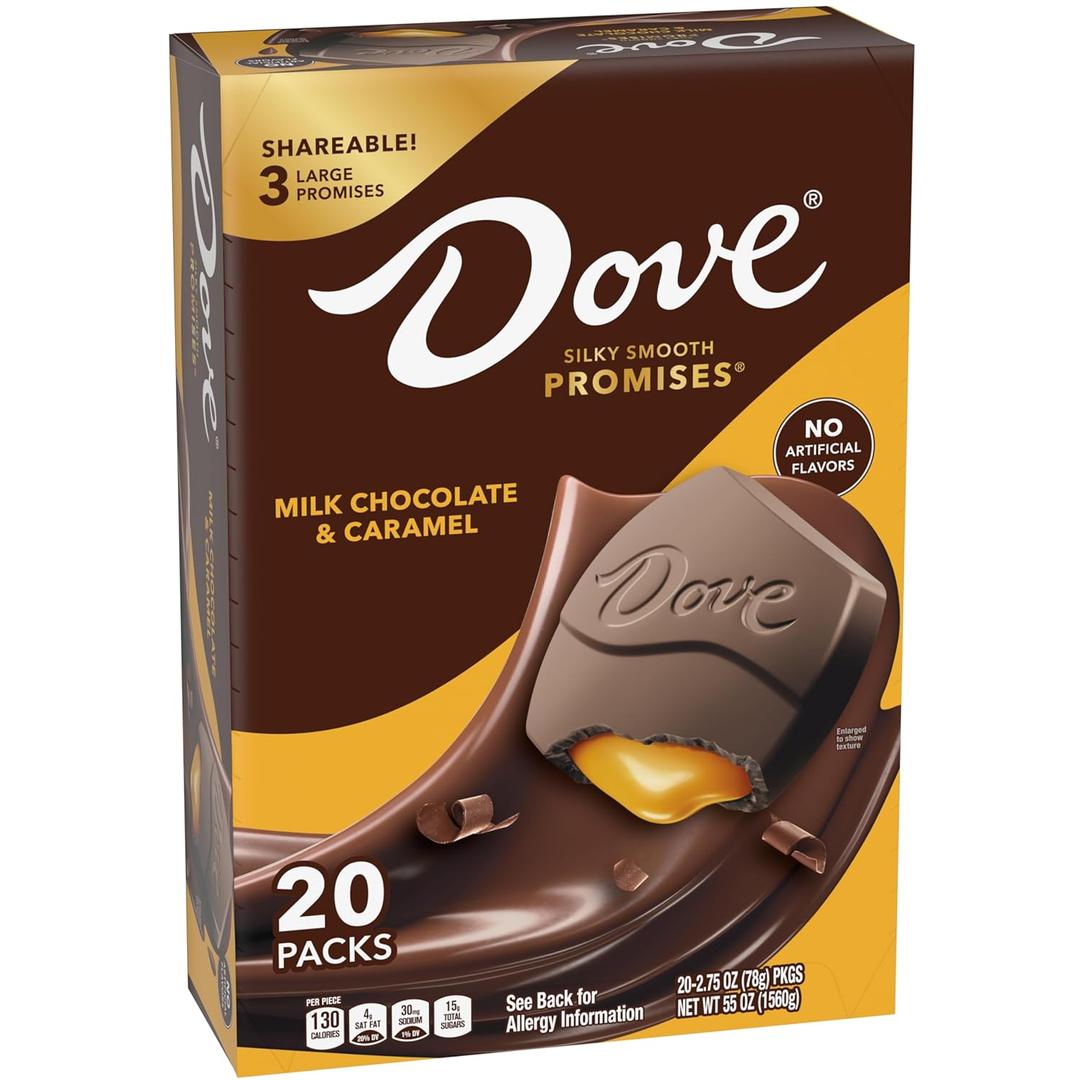 DOVE Large PROMISES Milk Chocolate Caramel Candy, 2.75oz (Pack of 20)