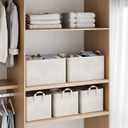 StorageWorks Storage Bins, Shelves Baskets for Organizing, 45L Extra Large Fabric Closet Organizers with Handles, Metal Frame, Beige-Cotton-linen, 2-Pack