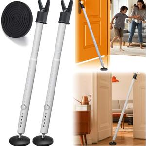2 Pack Door Security Bar  Anti-Slip 600LB Heavy Duty Door Stopper Jammer Stick, Adjustable 24.5-50.7'',Portable Travel Safety Lock Blocker for Home, Apartment, Hotel, Front & Sliding Doors (Matte White)