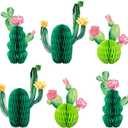 Whaline 6Pcs Cactus Honeycomb Table Centerpieces Pink Yellow Flowers Bloom Summer Hawaiian Luau Party for Mexican Party Decorations Fiesta Cinco De Mayo Birthday Baby Shower, 3 Design