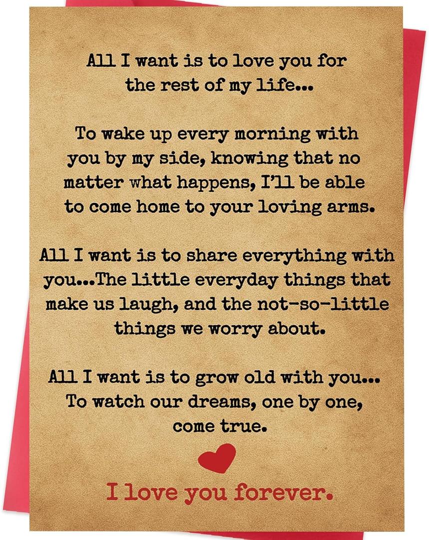 Valentines Day Card  Romantic and Heartfelt Valentines Day Gift for Him or Her  Sweet Love Card for Boyfriend, Girlfriend, Husband or Wife (WY-521)