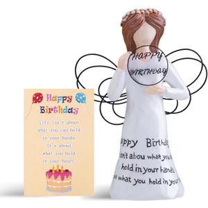 Happy Birthday Gift, Hand-Painted ResinBirthday Sculpture, Perfect for Celebrating Birthdays,Unique Keepsake for Friends, Family, and Loved Ones(Happy Birthday) (Black)