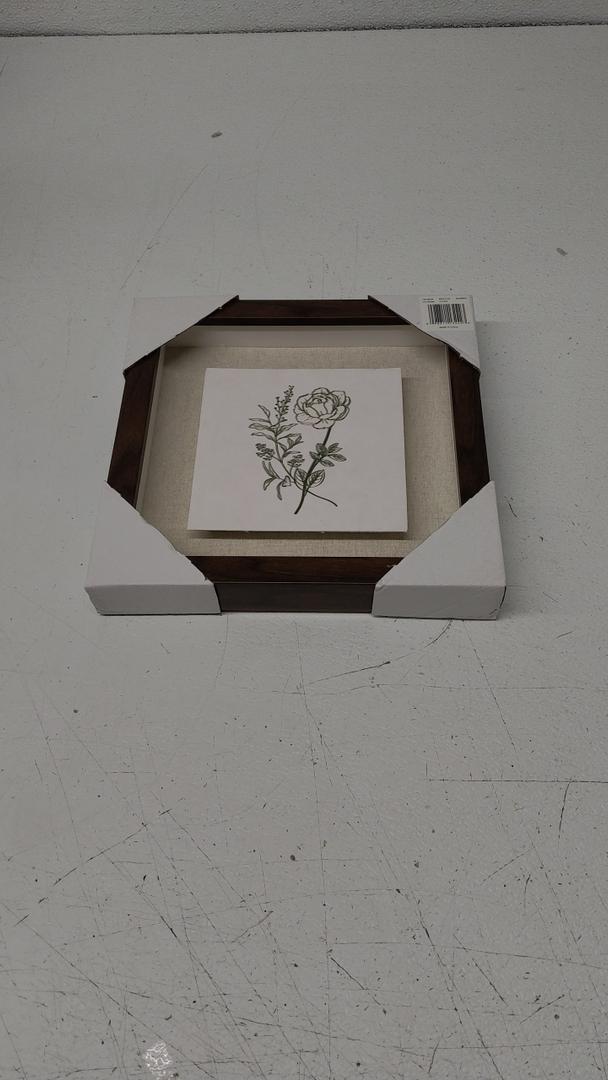10"x10" Framed Tile - Vintage Floral Yellow Dandelion Flowers Botanical Art Illustration Vintage Art