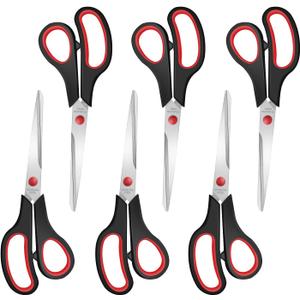 6 Packs Sewing Craft Scissors Bulk,8" Multipurpose Heavy Duty Sharp Scissors,Stainless Steel Shears for Home Office Student Supplies,Black