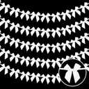 5 Pack White Bow Garland Banner Satin Ribbon Bow Decorations for Coquette Theme Birthday Party Bridal Shower Bachelorette Engagement Wedding (White)