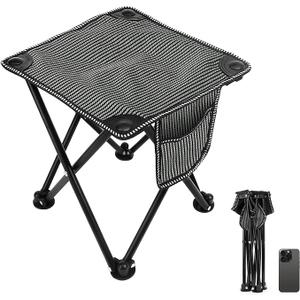 Matekxy Samll Camping Stool Portable Folding Mini Chair, Camp Stools for Fishing Hiking Gardening and Beach, Upgrade Thicken Seat with Carry Bag-Grey