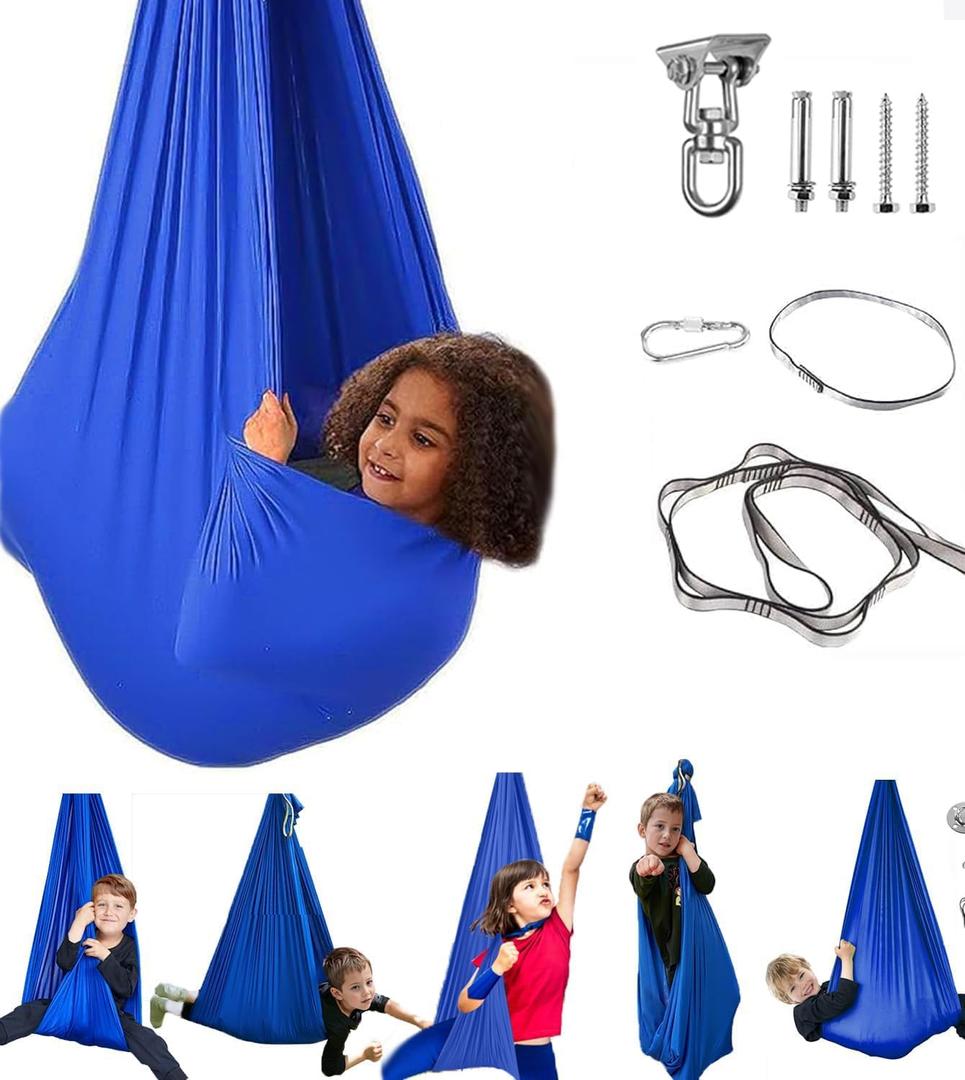 Aokitec Sensory Swing for Kids with Special Needs (Hardware Included) Therapy Sw Blue 220 LBS