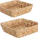 Small Wicker Basket Tray 2 Pack, Small Rattan Basket Set for Gifts,Entryway Console,Tabletop,Office | Woven Wicker Decorative Desk Baskets for Organizing
