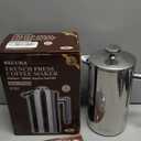Secura French Press Coffee Maker, 304 Grade Stainless Steel Insulated Coffee Press with 2 Extra Screens, 34oz (1 Litre), Silver