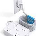 15 Ft Extension Cord, HANYCONY Ultra Thin Flat Plug Power Strip with 4 Outlets 4 USB Ports (2 USB C), Multi Plug Outlet Extender Desk Charging Station for Office Travel Dorm Room Essentials (White)