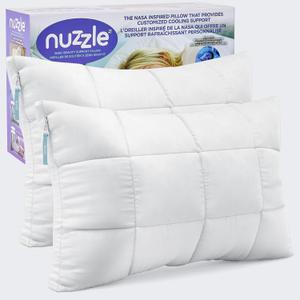 Nuzzle Cooling Adjustable Pillow for Side Sleepers, Luxury Standard Size Set of 2 Bed Pillow Hotel Collection - Best Adjust Height Soft Firm Pillow for Back, Stomach or Side Sleepers - Home Gifts (White)