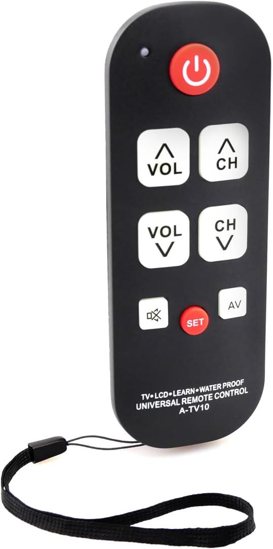 Big Button TV Remote Waterproof Control Remoto Universal para TV with Glow Keys for Seniors with Learning Functions Easy to Use and Set Up for Smart TV & Cable Box Controller