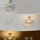 Gold Fandelier Ceiling Fans with Lights, 20" Gold Crystal Chandelier Ceiling Fan with Light Remote Control, Caged Mid Century with 6 Speeds for Bedroom, Living Room, Nursery