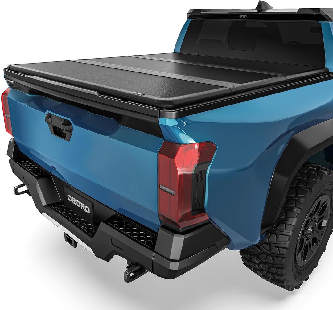 OEDRO FRP Hard Tri-fold Tonneau Cover Fold Truck Bed Covers Compatible with Toyota Tacoma 2024 2025 2026 (Excl. Trail Edition) with 5 Feet Bed with Tacoma Bed Rail