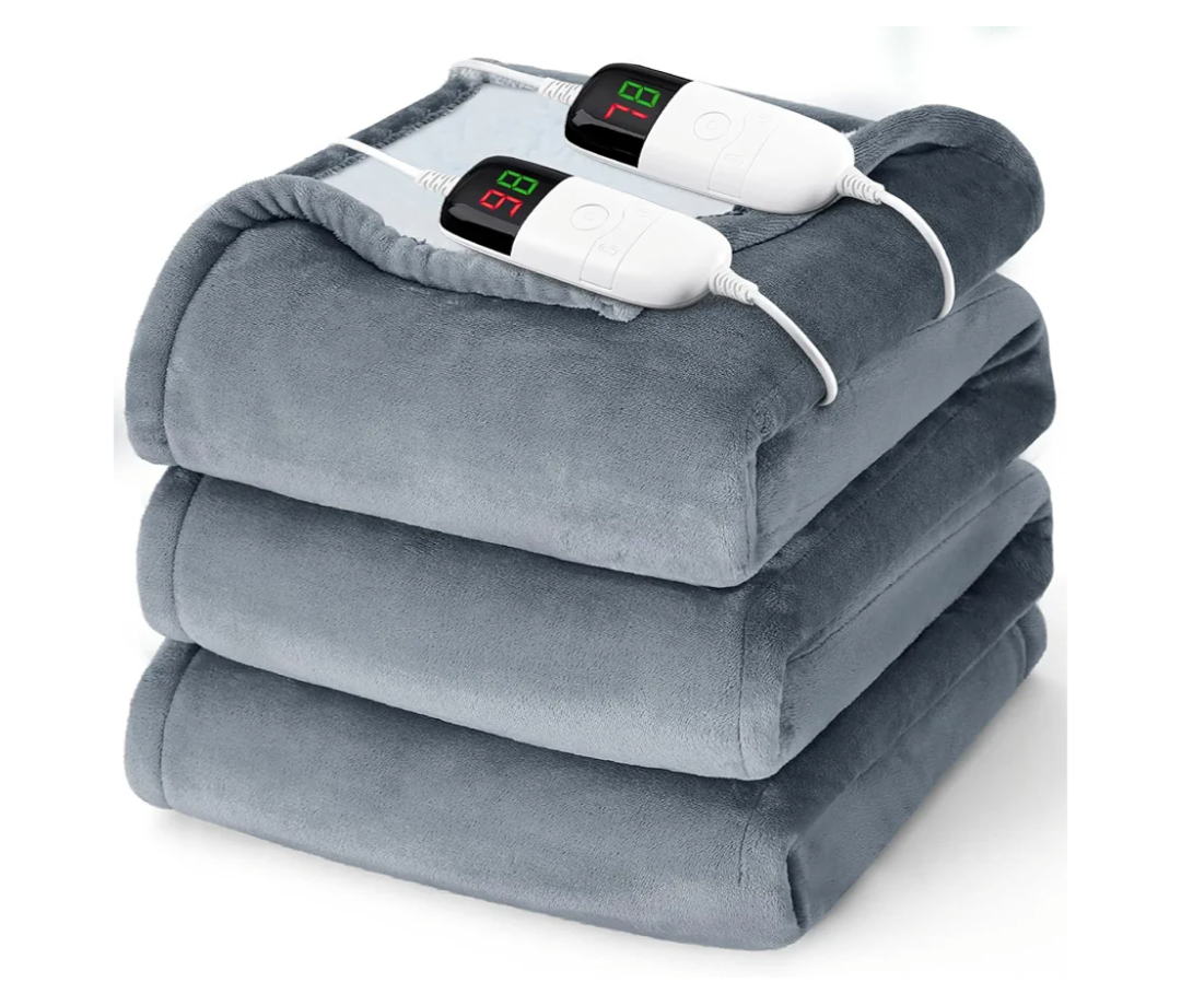 COZYTY Electric Blanket Queen Size, Super Soft Cozy Upgraded Flannel Heated Blanket Dual Control with 5 Heating Levels & 10 Hours Auto Off, Fast Heating & Overheat Protection, 84" x 90", Dark Gray