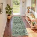 Area Rugs 2'x6' Runner Rug Non Slip Washable for Kitchen Hallway Bedroom Beside Laundry Room Bathroom Rug, Floor Carpet, Dark Green Gray