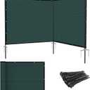 Patio 5' x 12' Outdoor Privacy Screen Freestanding Temporary Fence Panels Net Cover with Metal Poles for Outside Backyard Pool Garden Air Conditioner Fencing, Green