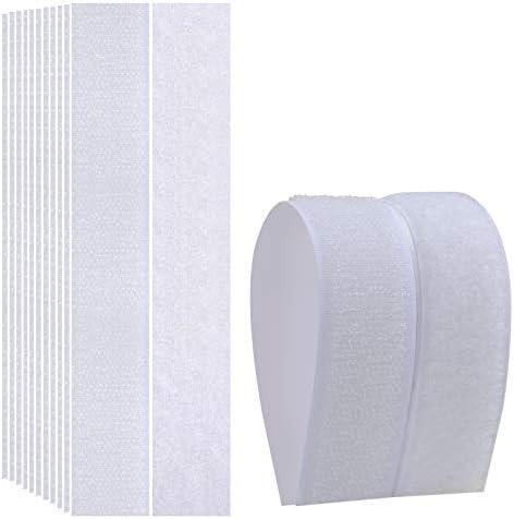 Picture Hanging Strips with Adhesive - Melsan Heavy Duty Hook and Loop Strips with Adhesive for Classroom DIY, Home, Office Use | White, 12 Pairs 1x7 Inch Pack of 2