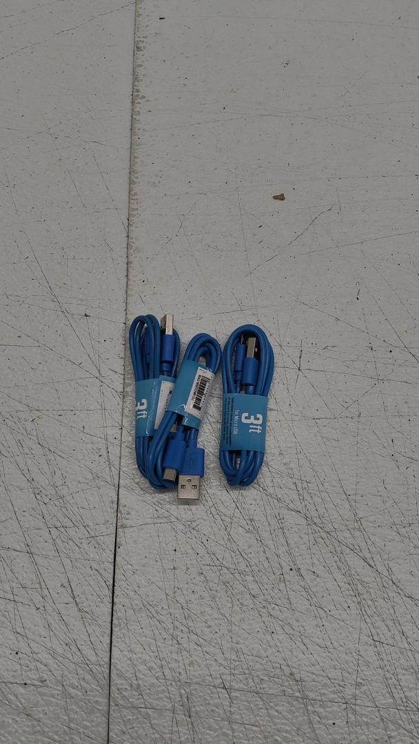 Pack of 3: Micro-USB to USB Cable, 3 ft, Blue