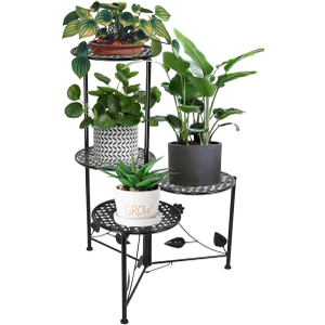 Plant Stand Indoor Outdoor, 3/4 Tier 30" Tall Metal Flower Pot Holder Shelves for Multiple Plants, Multi Tiered Planter Rack Display Shelf for Patio Garden Living Room Corner(Black)