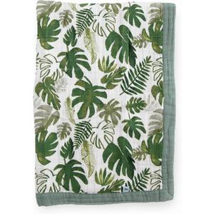 Little Unicorn Newborn Receiving Quilt | Ultra- Soft, Multi-Layered Muslin Fabric | Gift for Newborns & on-The-go (Tropical Leaf) (30"x40")