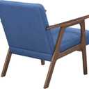 Lexicon Mid Century Modern Accent Chair, Upholstered Lounge Armchair, Single Sofa Seat, Brown Finish Solid Wood Framed Comfy Side Chairs for Living Room/Bedroom/Office/Waiting Area, Blue