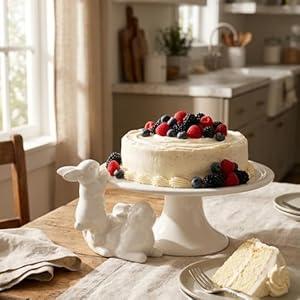 Easter-Decorations - Candy Dish Bowl - Candy Server - Nut Dish - Easter Bunny Bowl Ceramic Snack Serving Dish with Rabbit White Tabletop Decor Framhouse Home Dcor 7x3.75x4.25 Inch Newman House Studio