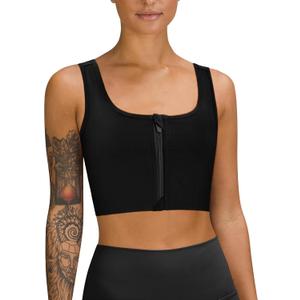 LEINIDINA Chest Binder Tomboy Transgender FTM Square Collar with Front Zipper Binder Bra Tank Top (Small, Black)
