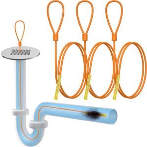 EastLink 50 Inch Sink Snake Hair Drain Clog Remover, Anti-Break Steel Drain Snake Drain Hair Removal Tool, Flexible Shower Snake Drain Augers for Bathroom, Bathtub Drain Hair Catcher, 3 Pack