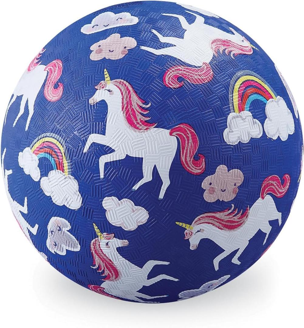 Crocodile Creek Playground Ball - Durable Rubber Ball for Kids Ages 3 and Up - Bouncy Inflatable Ball for Kickball, Indoor Games, and Outdoor Sports - PVC-Free - Unicorns - 5-inch Diameter