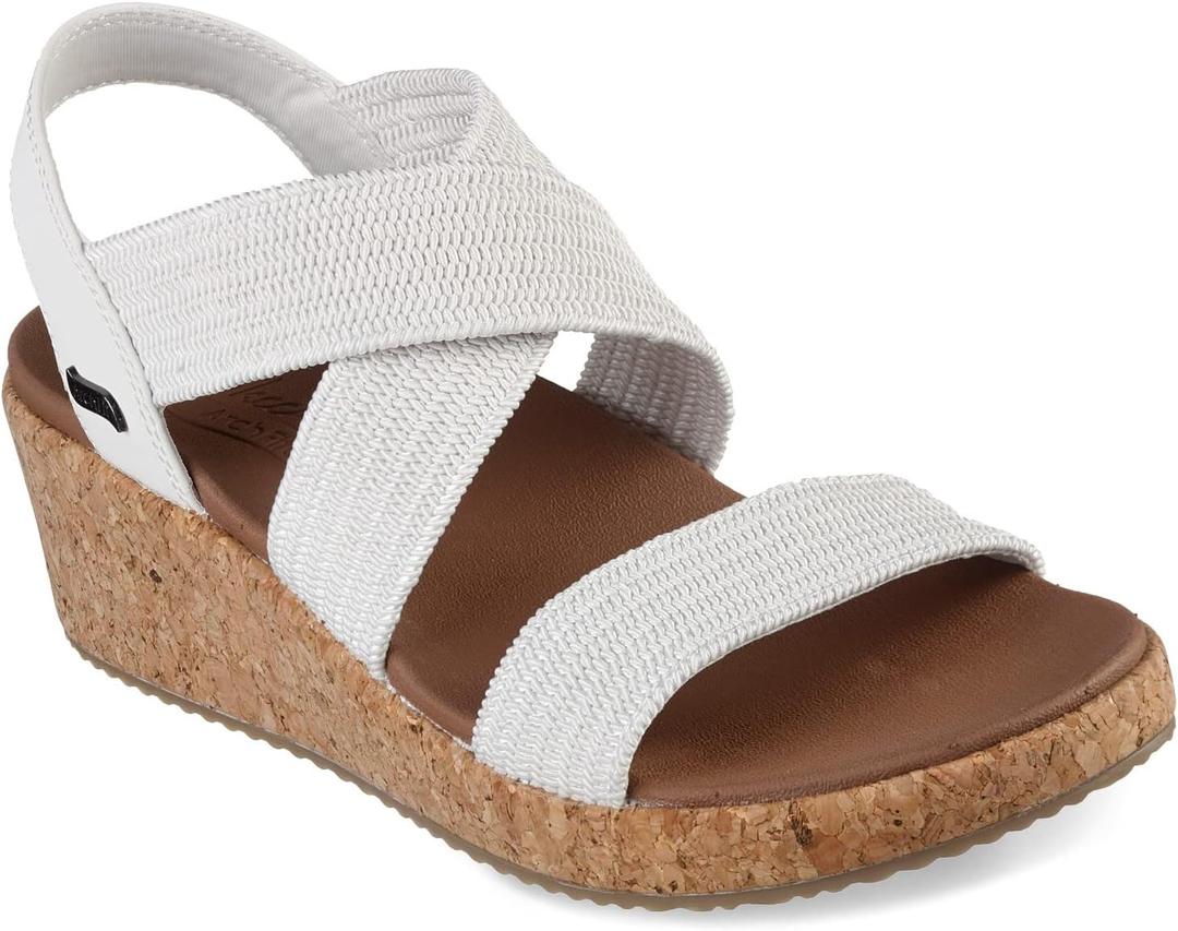 Skechers Women's Arch Fit Beverlee-Love Stays Wedge Sandal, 5.5 (10, White)