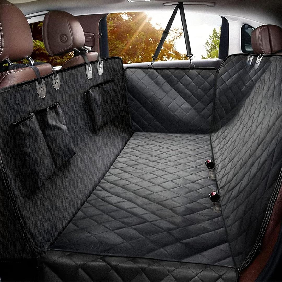 Dog Car Seat Cover for Back Seat,100% Waterproof Scratch Proof Nonslip Seat Cover,600D Heavy Duty Scratch Soft Dog Hammock for Car for Cars Trucks and SUVs Black