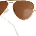 livho Sunglasses for Men Women Aviator Polarized Metal Mirror UV 400 Lens Protection (Gold)