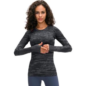 LUYAA Women's Workout Tops Long Sleeve Shirts Yoga Sports Breathable Gym Athletic Top Slim Fit (S)