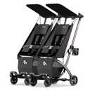Beberoad Love R1 Auto-Folding Ultra Lightweight Double Stroller Twin Strollers, Side by Side Stroller for Babies and Toddlers Aged 6-36 Months, Only 23.5 lbs, Can Turn into Two Single Strollers, Black