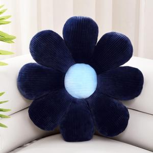 Sioloc Flower Pillow,Flower Shaped Throw Pillow Butt Cushion Flower Floor Pillow,Seating Cushion,Cute Room Decor & Plush Pillow for Bedroom Sofa Chair(Navy,15.7'')