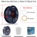 ZIRO Carbon Fiber PLA Filament 1.75mm, CF PLA 3D Printer Filament, Reinforced Material 0.8KG Spool, 15% Carbon Fiber Contained, Fits for Almost All FDM 3D Printers, 1.76lbs, Black