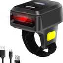 Portable Ring Bluetooth Barcode Scanner Wireless 2.4Ghz &USB Wired 3 in 1 Connection Windows.Mac OS.Android.Portable Wearable Mini Finger Bar Code scanners