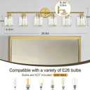 Modern Gold Crystal Bathroom Light Fixtures, 6-Light